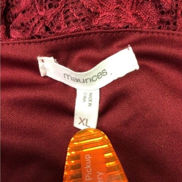 Maurice’s Womens Long Sleeve V Neck Lace Holiday Blouse, Red, size XL - Picture 6 of 9